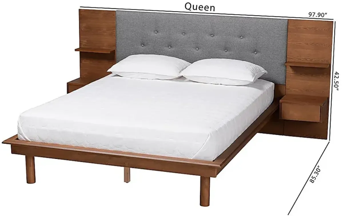 Ihrig Brown Queen Bed with Nightstands