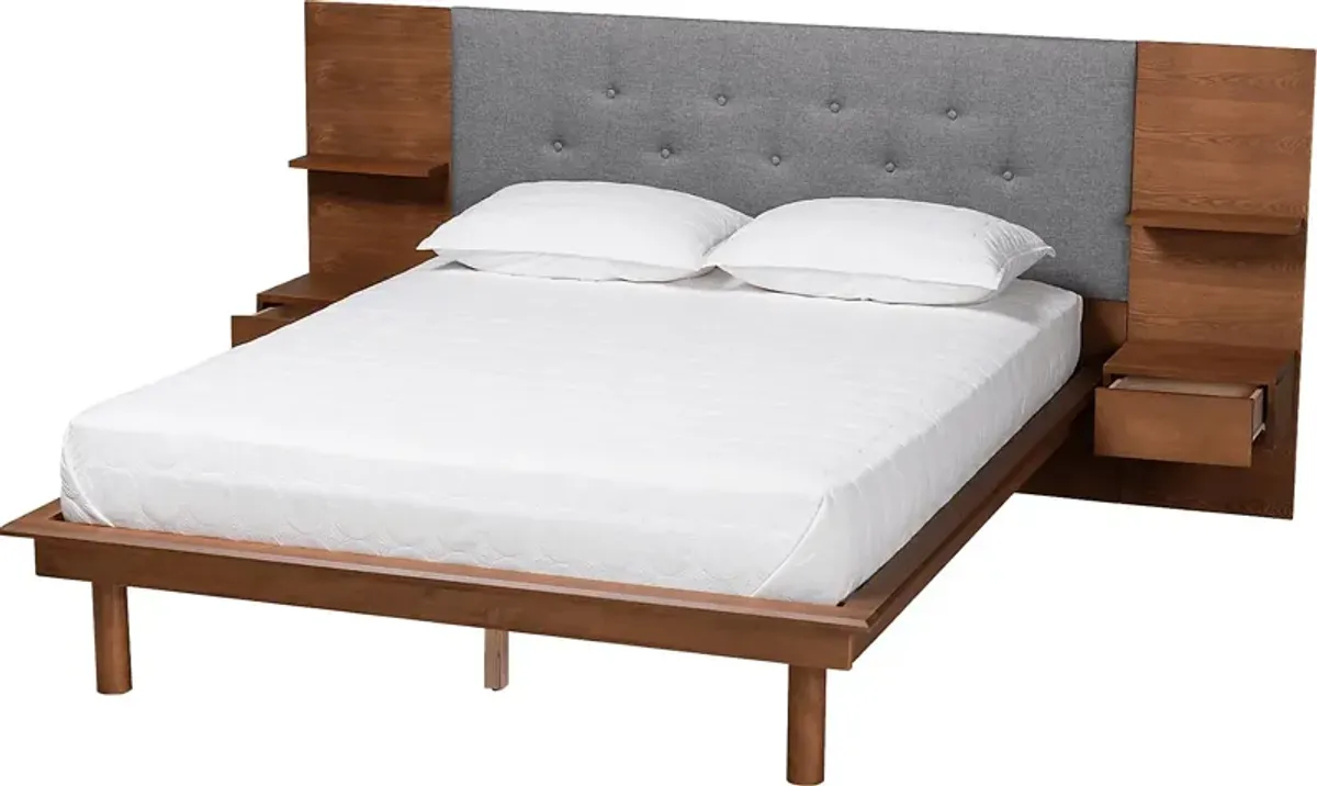 Ihrig Brown Queen Bed with Nightstands