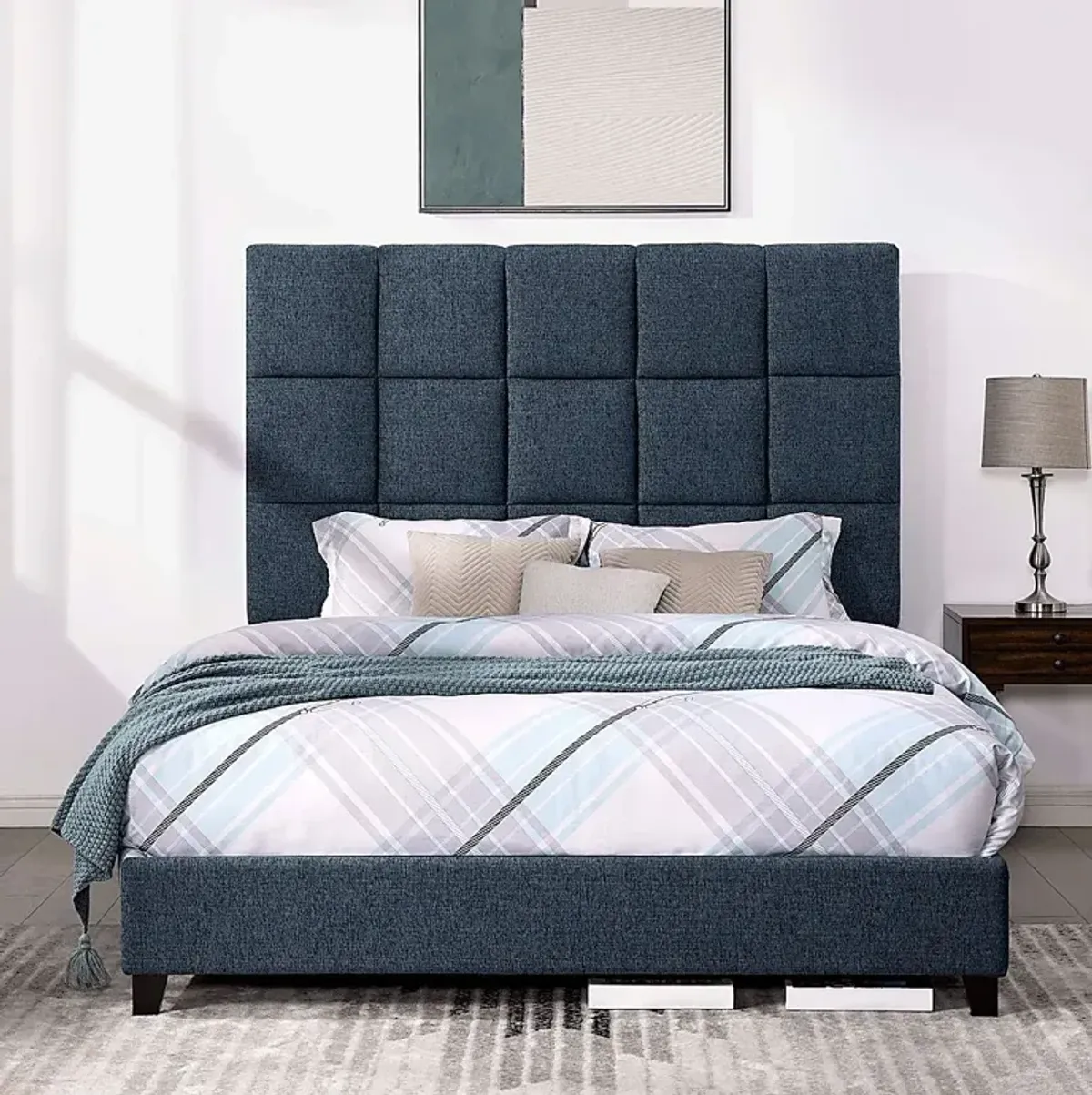 Briya Blue Queen Upholstered Bed