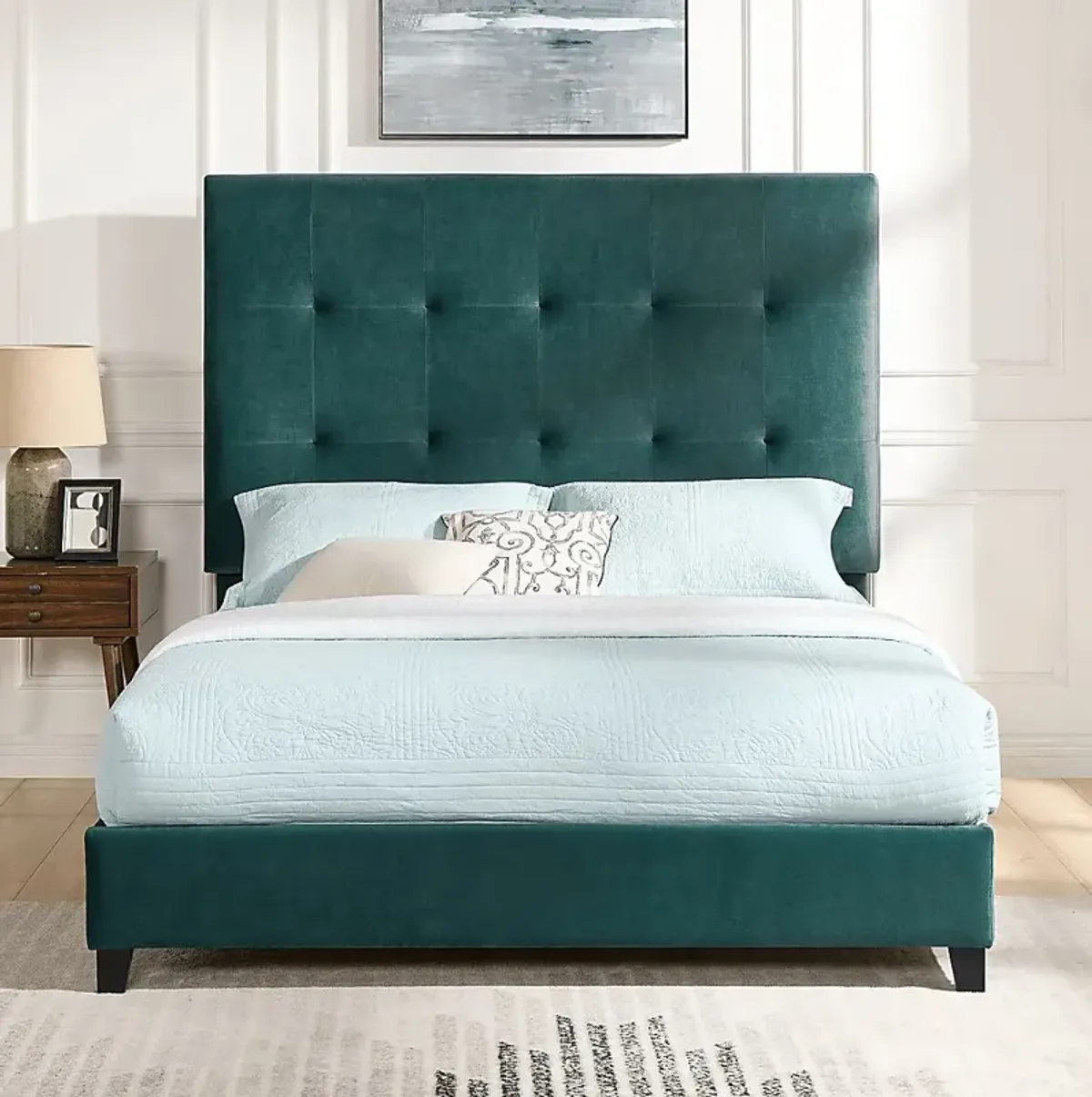 Valria Green Queen Upholstered Bed