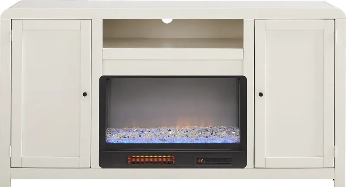 Montavilla White 64 in. Console with Electric Fireplace