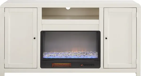 Montavilla White 64 in. Console with Electric Fireplace