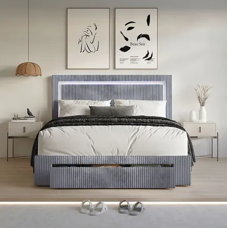 Ligon Gray Queen Bed with Storage