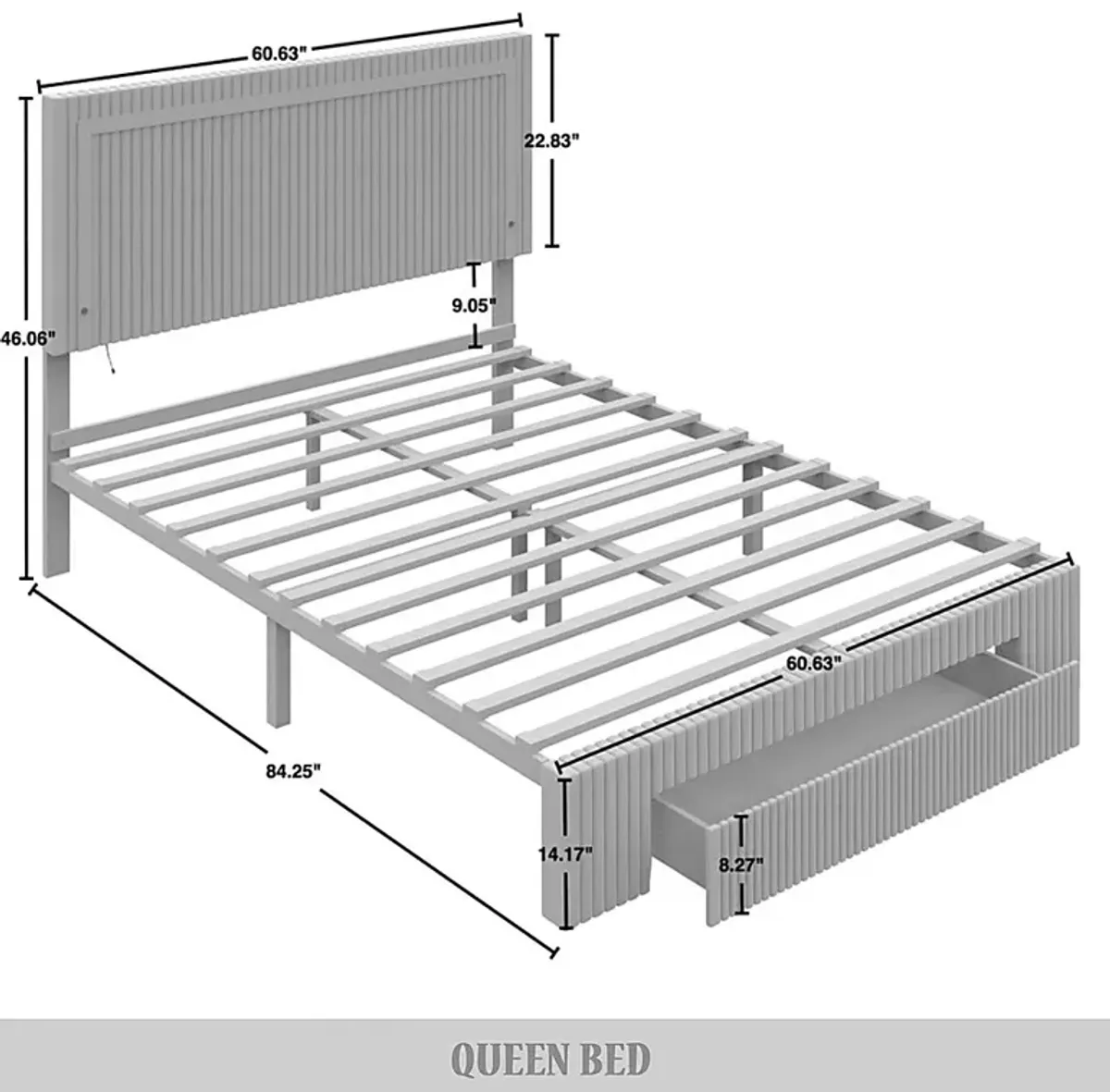 Ligon Gray Queen Bed with Storage