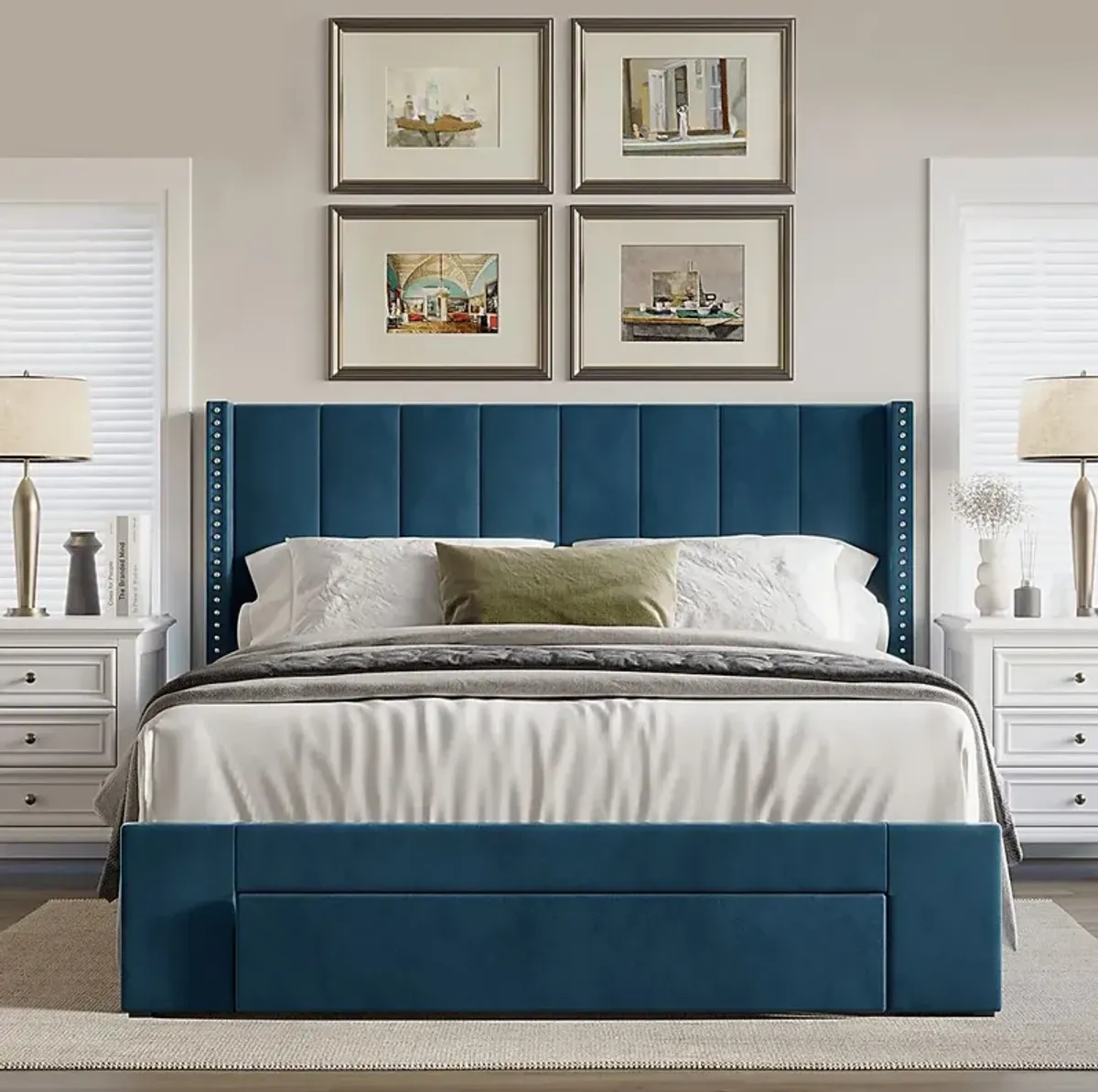 Lischey Blue Queen Bed