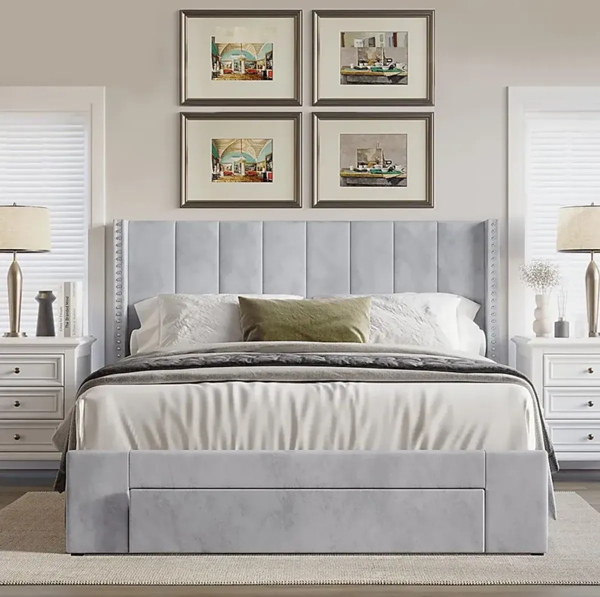 Lischey Light Gray Queen Bed