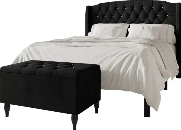 Malachi Black Queen Bed with Storage