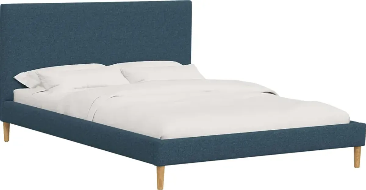 Cenwyn Dark Blue Queen Platform Bed