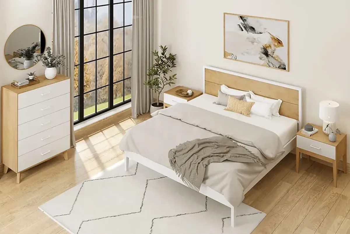 Learitt White Natural King Platform Bed