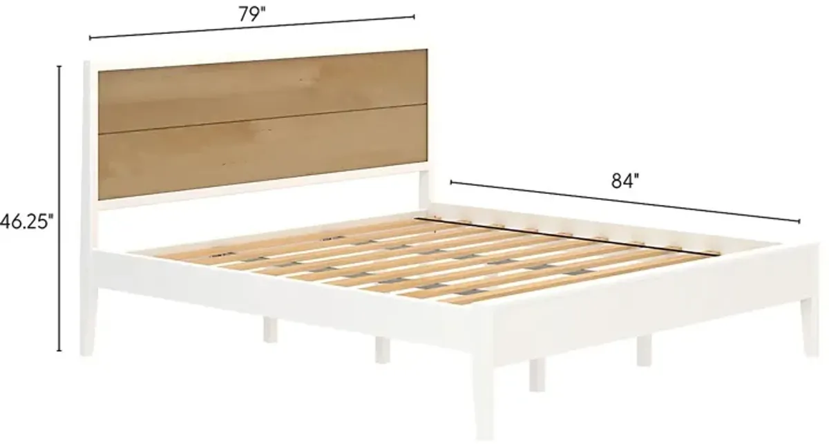 Learitt White Natural King Platform Bed