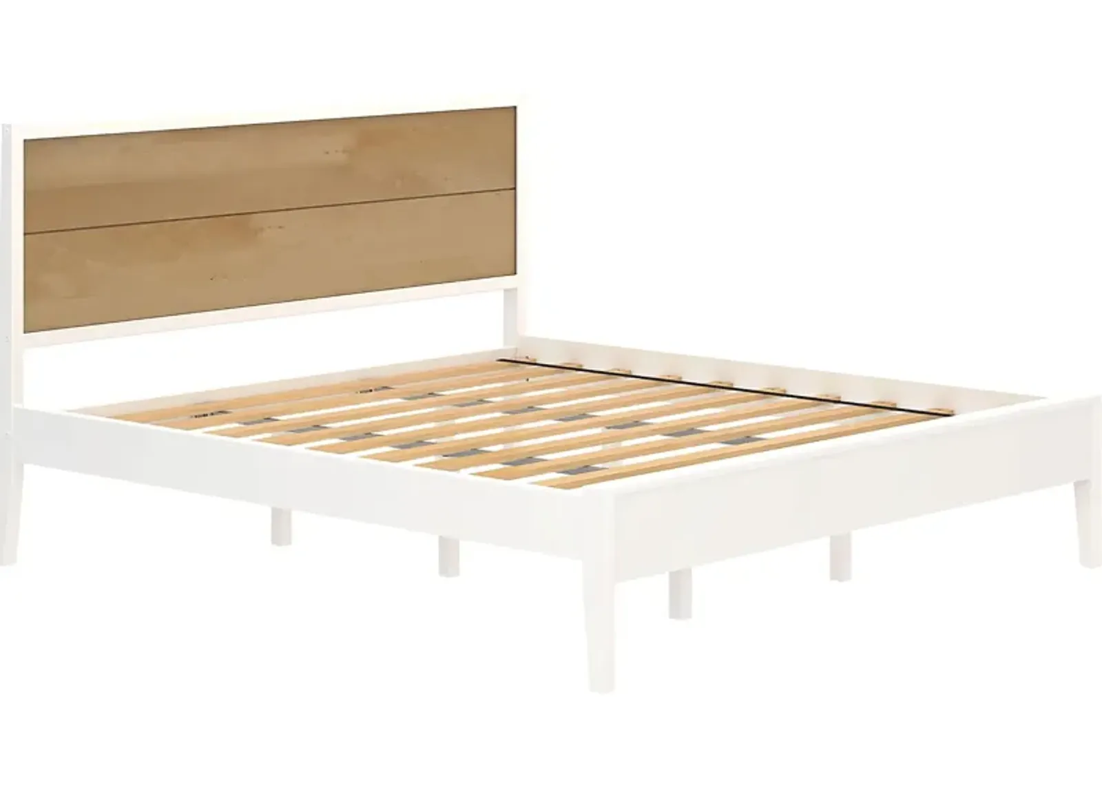 Learitt White Natural King Platform Bed