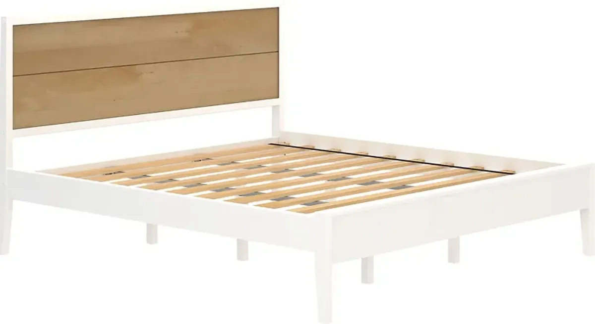 Learitt White Natural King Platform Bed