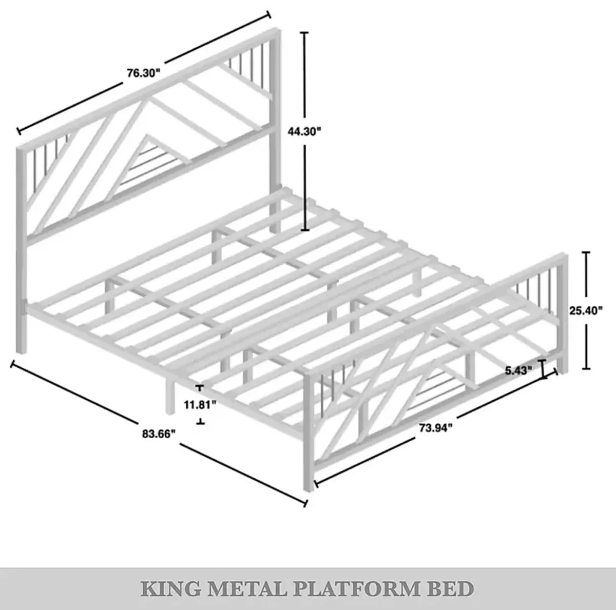 Bainfair Black King Metal Bed