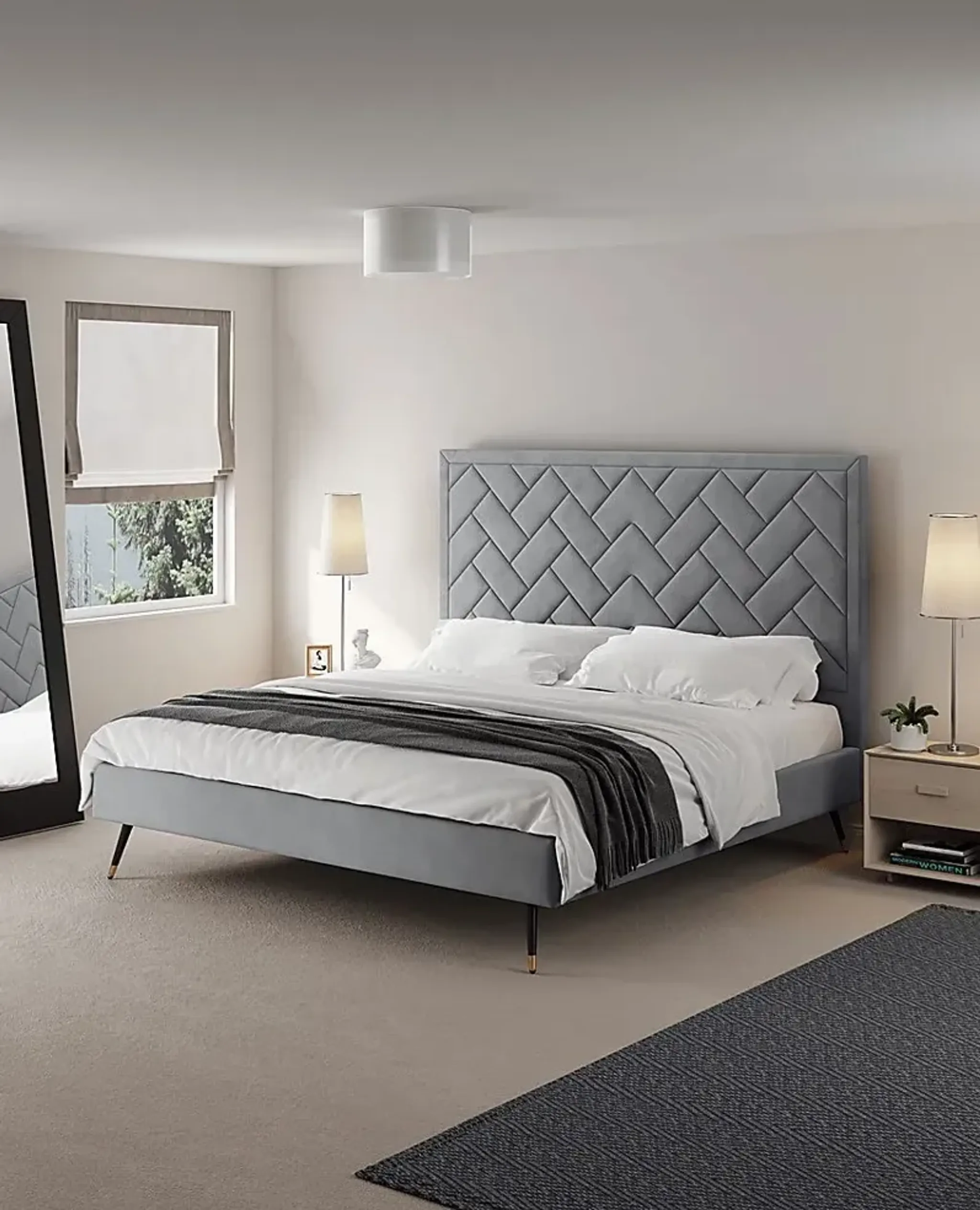 Bevra Gray King Bed Rooms To Go | Furniture.com