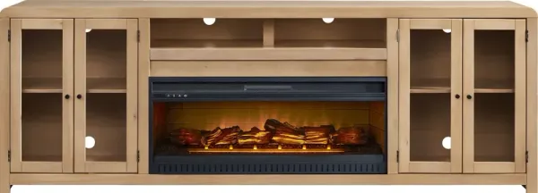 Montavilla Taffy 96 in. Console with Electric Log Fireplace