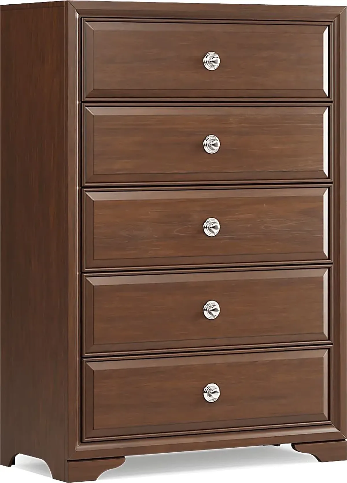 Belcourt Brown Cherry 5 Pc Bedroom With Genoa Black Queen Upholstered Bed