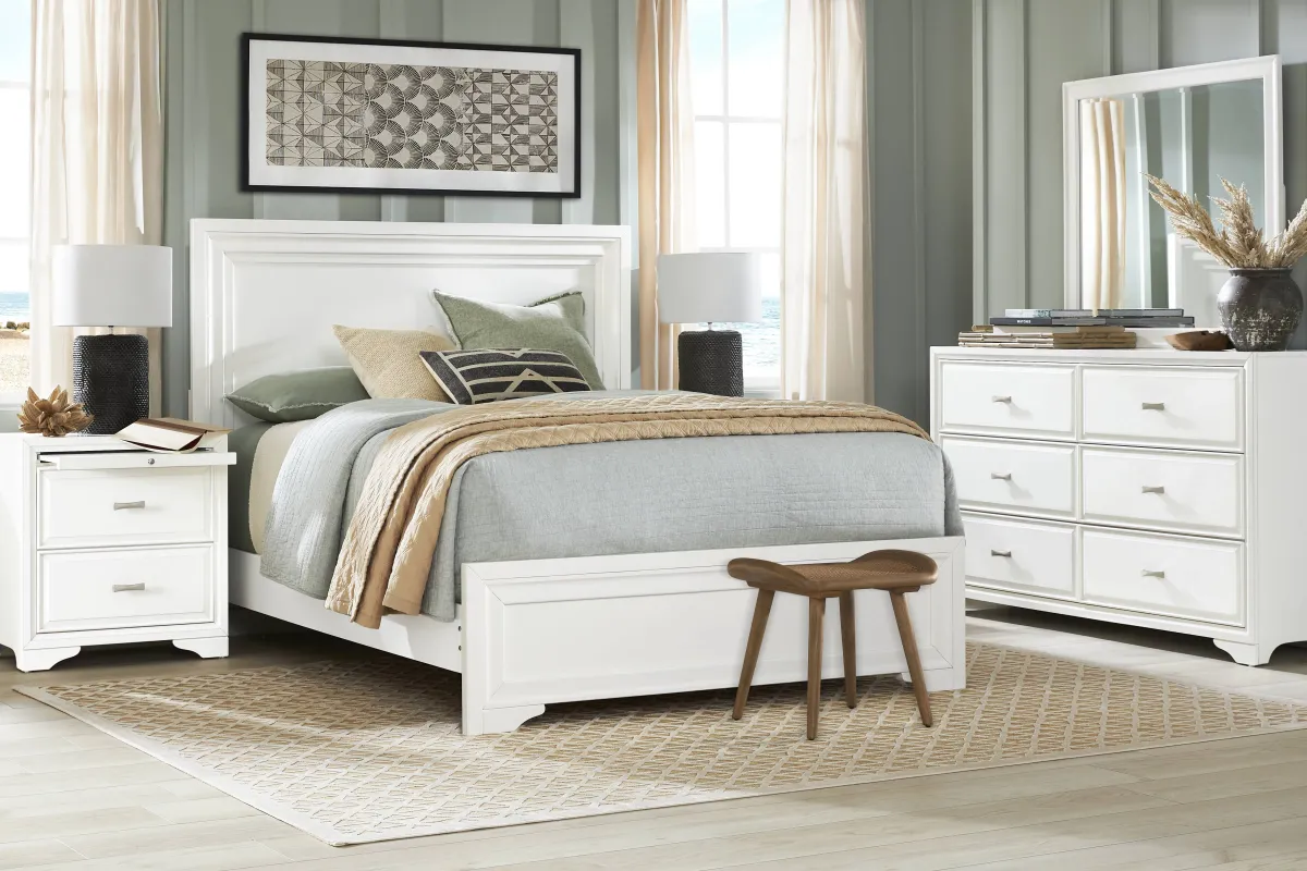 Belcourt White 5 Pc King Panel Bedroom