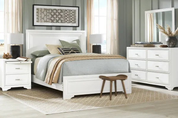 Belcourt White 5 Pc King Panel Bedroom