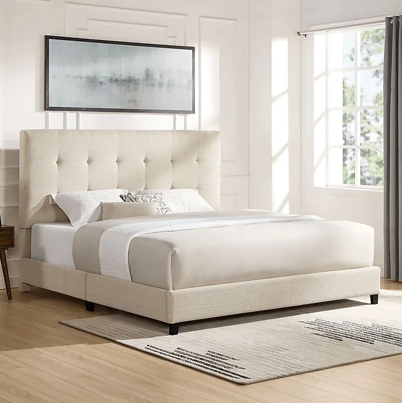 Valria Beige King Upholstered Bed