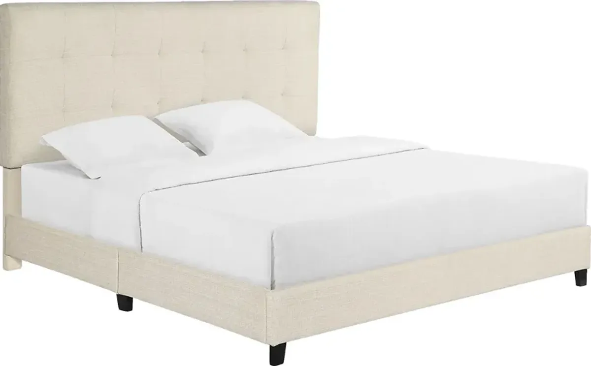 Valria Beige King Upholstered Bed