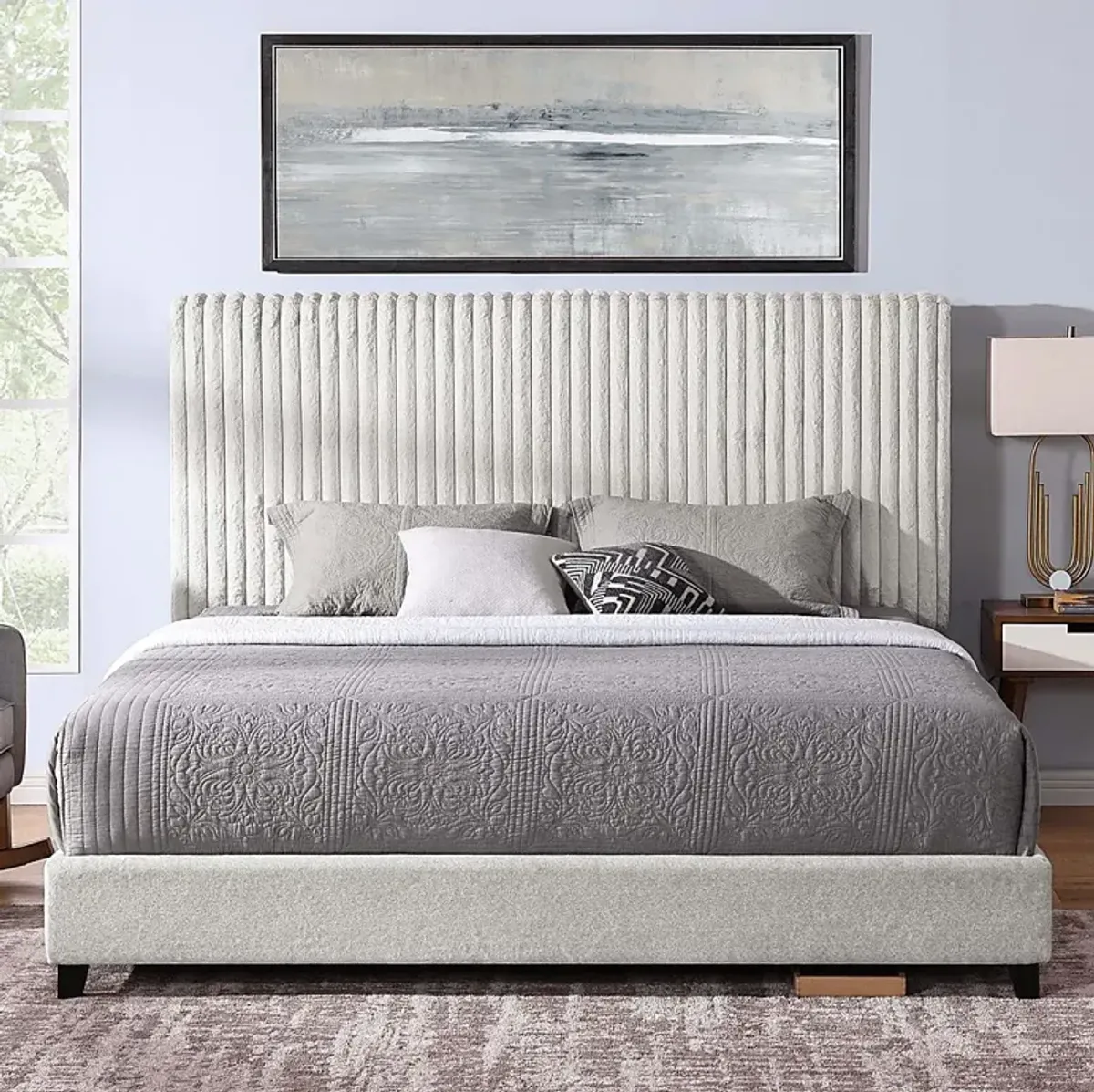 Cerau Gray King Upholstered Bed