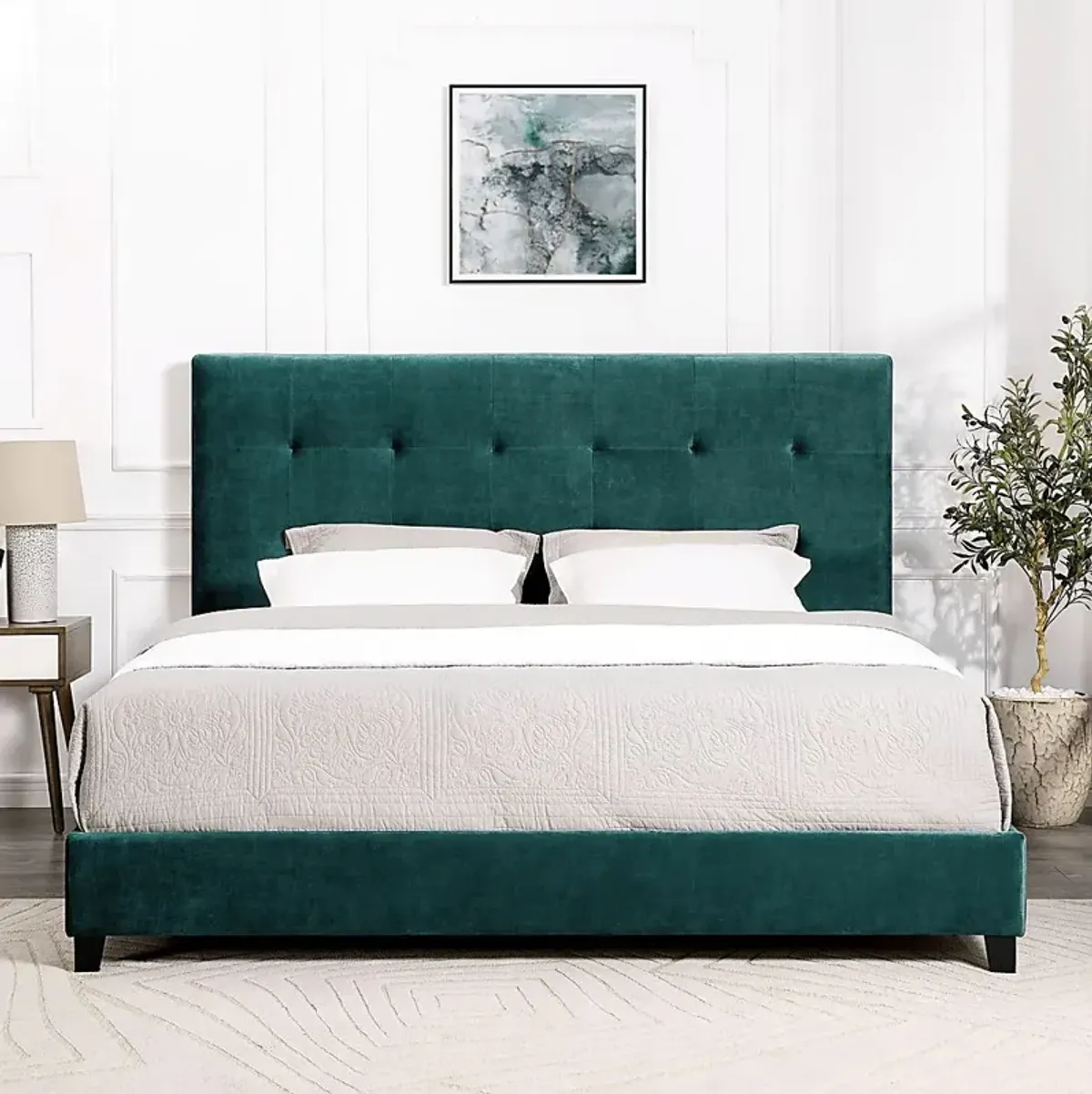 Valria Green King Upholstered Bed