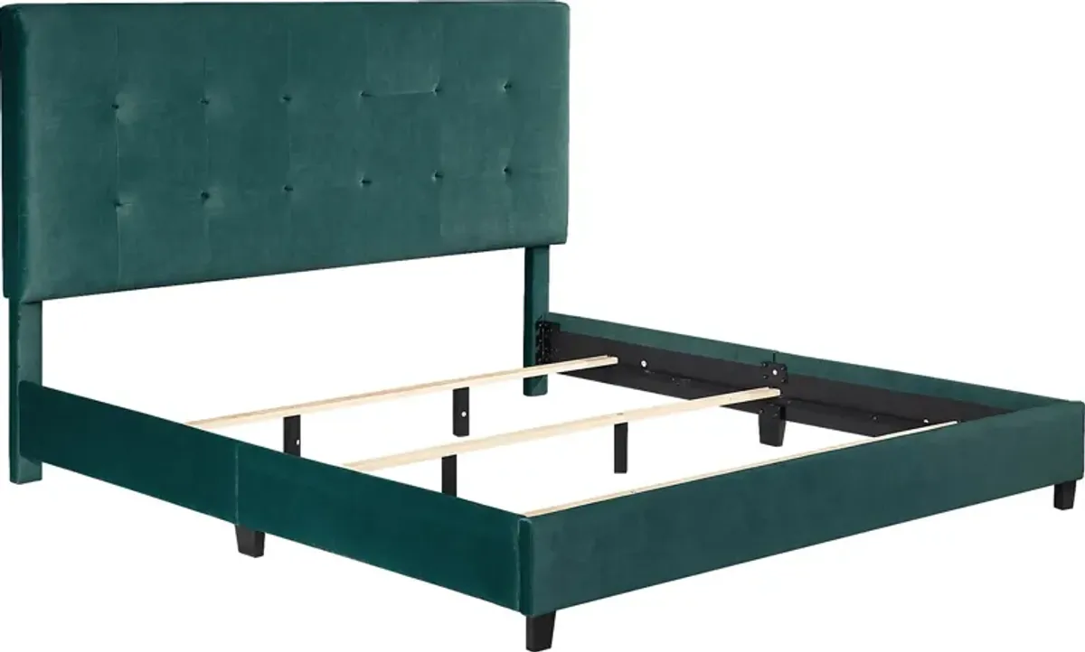 Valria Green King Upholstered Bed