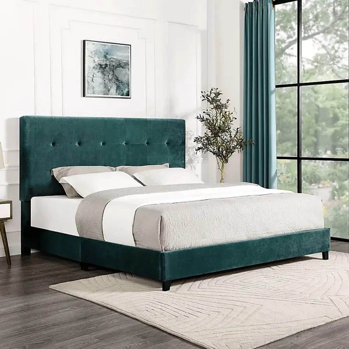 Valria Green King Upholstered Bed