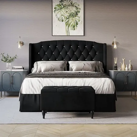 Malachi Black King Bed with Storage