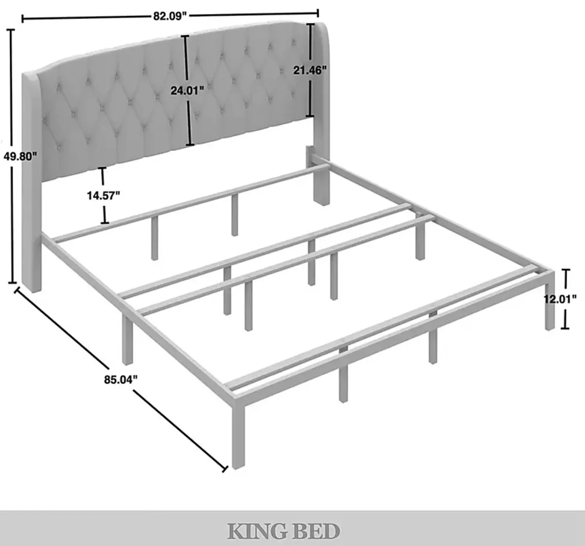 Malachi Gray King Bed with Storage