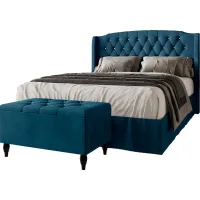 Malachi Blue King Bed with Storage