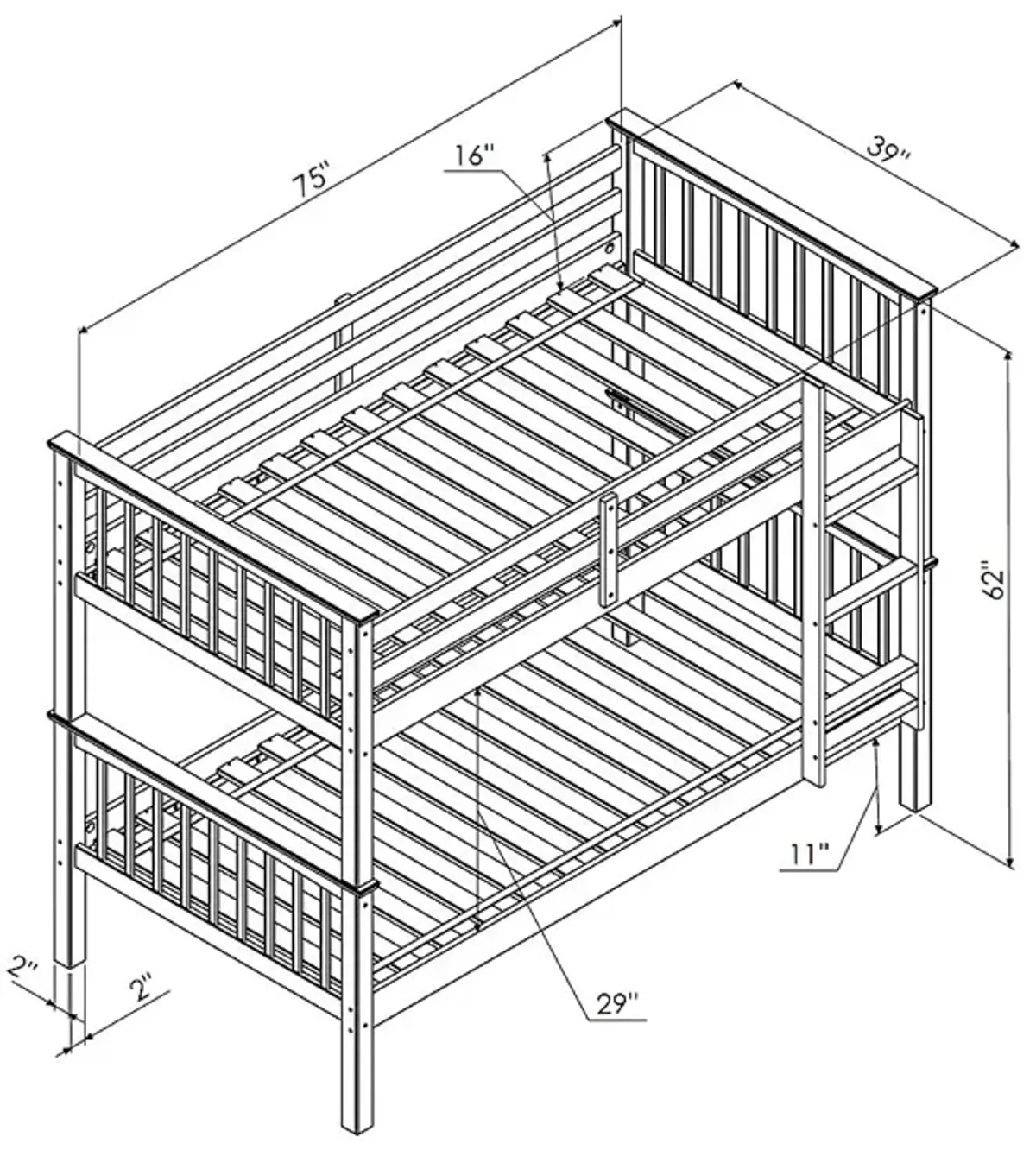 Kids Bobterry Gray Twin Bunk Bed