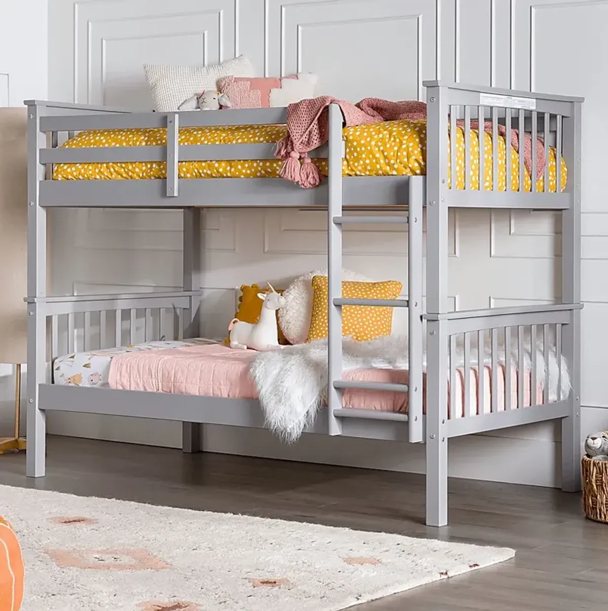 Kids Bobterry Gray Twin Bunk Bed