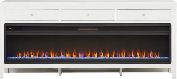Abbie II White 77 in. Console with Electric Fireplace