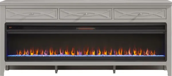 Abbie II Gray 77 in. Console with Electric Fireplace