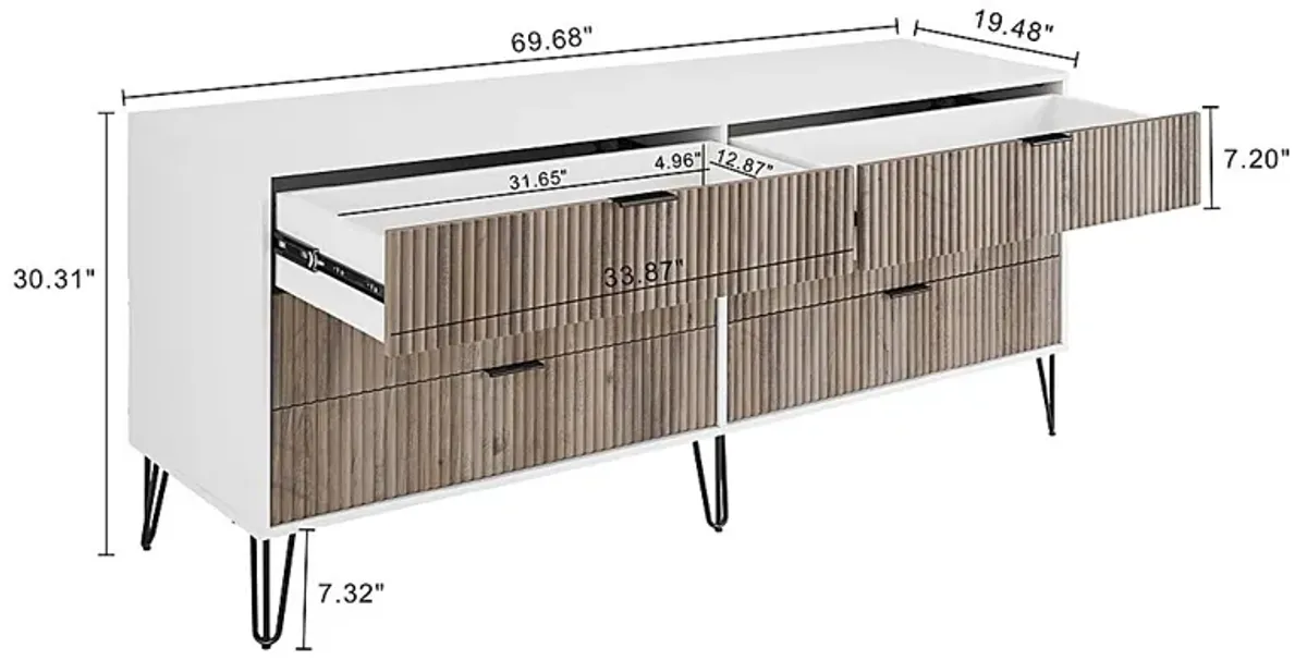 Trimper I Gray and White Dresser