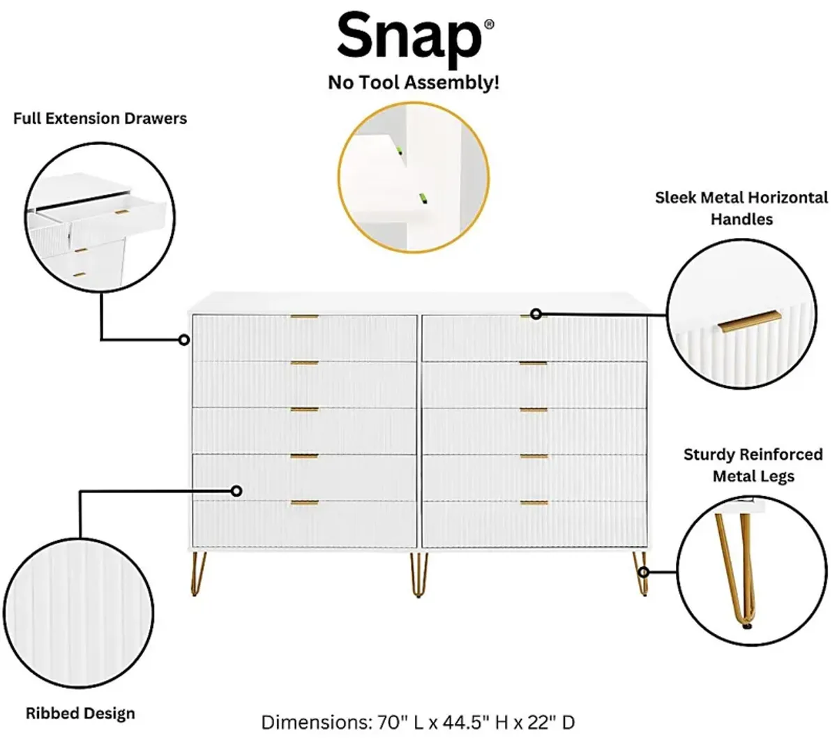 Trimper II White Dresser