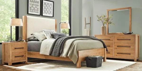 Ithaca Natural 6 Pc Queen Upholstered Bedroom