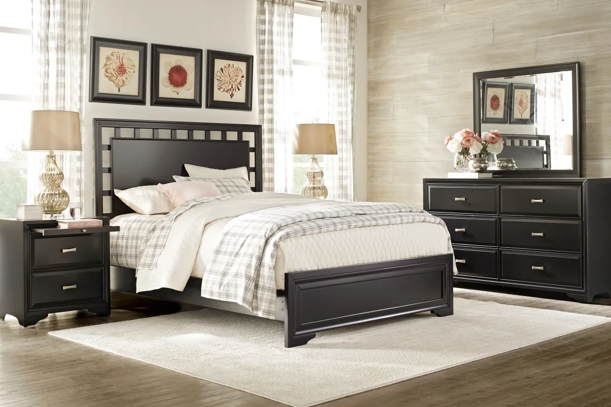 Belcourt Black 5 Pc Queen Lattice Bedroom