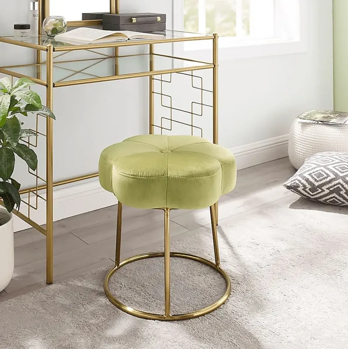 Silver Lane Green Vanity Stool