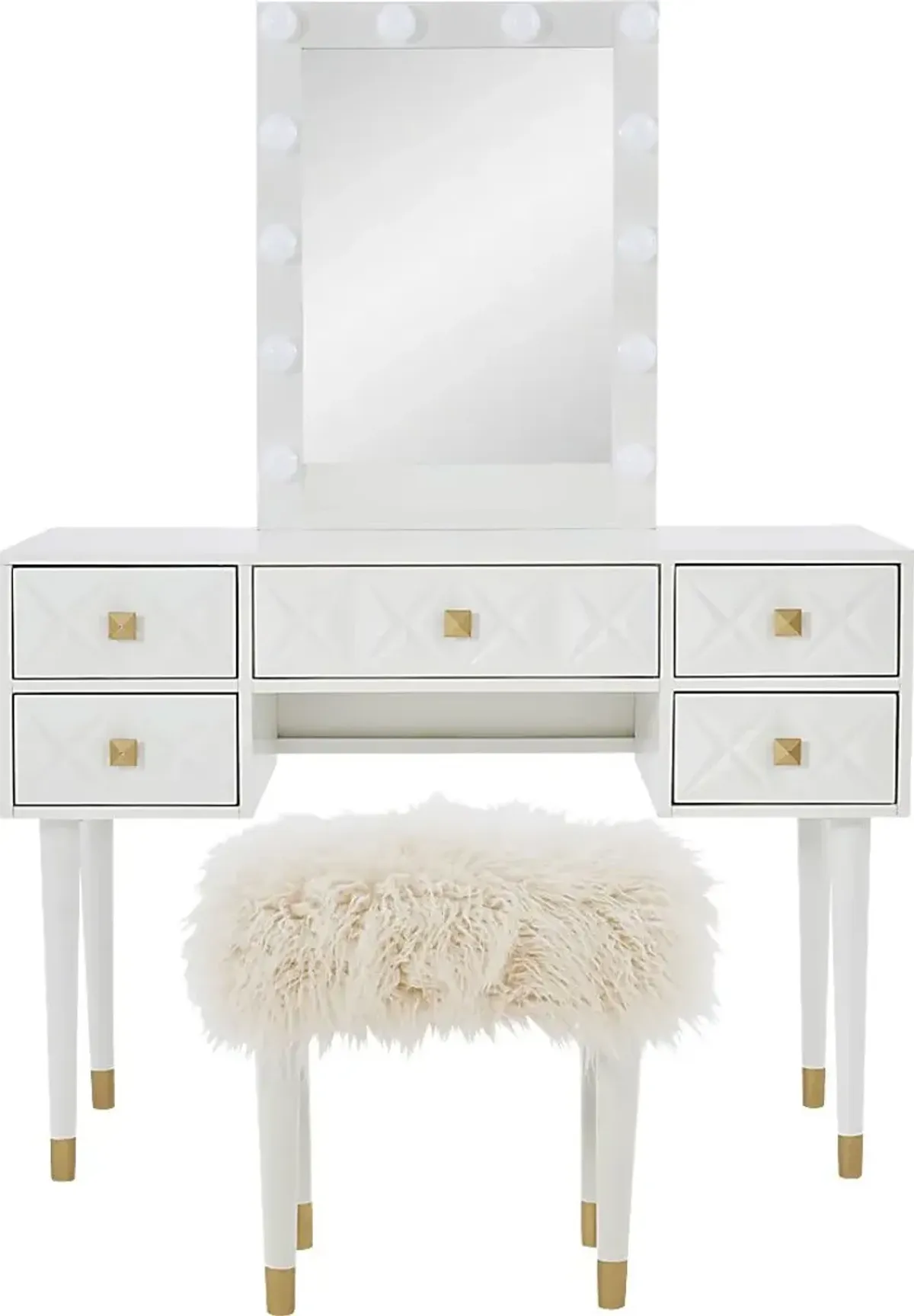 Roselem White Vanity Set