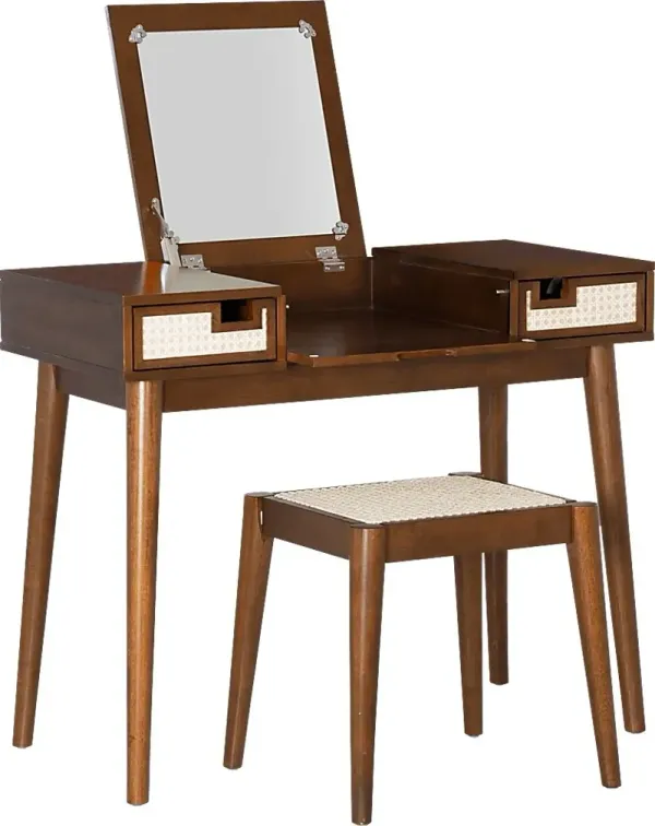 Portsher Walnut Vanity Set