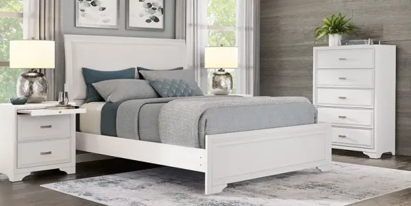 Small Spaces Belcourt White 5 Pc Queen Upholstered Sleigh Bedroom