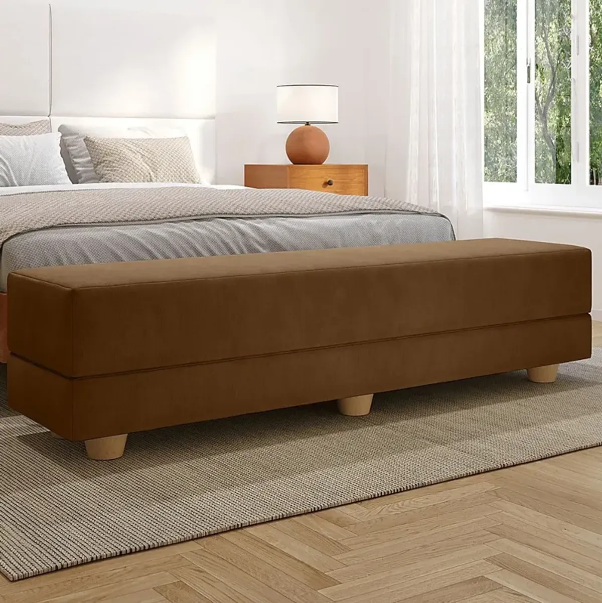 Casila Brown Twin Bed Bench