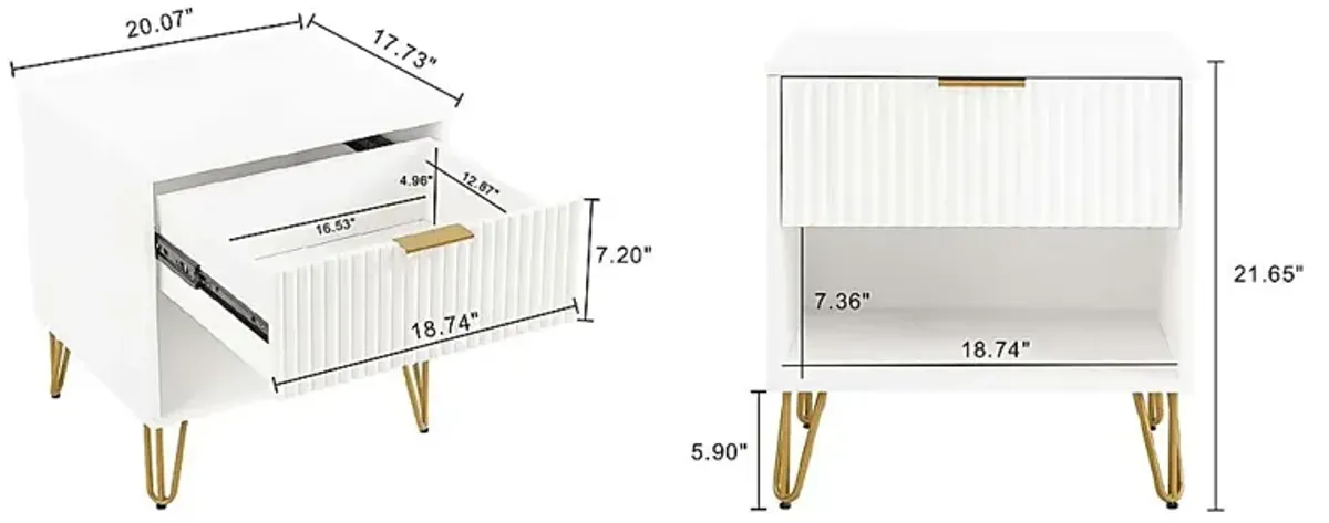 Kroc I White Nightstand