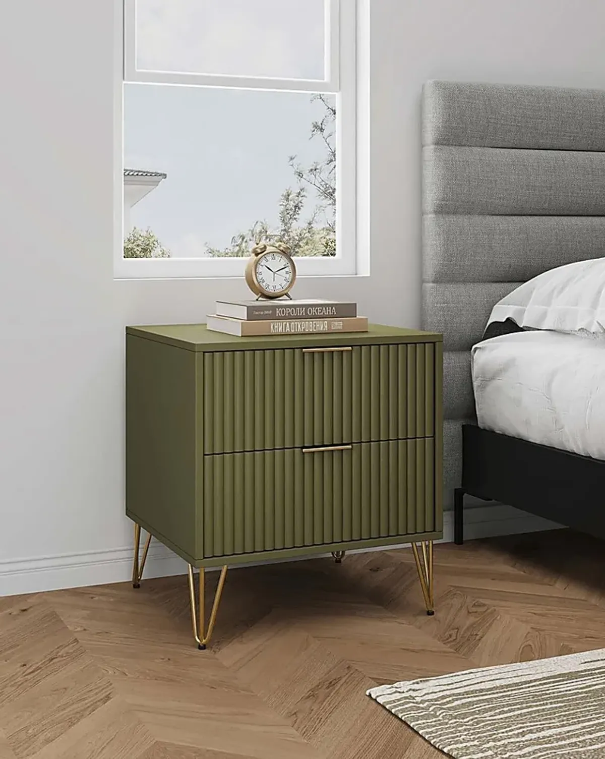 Kroc III Green Nightstand