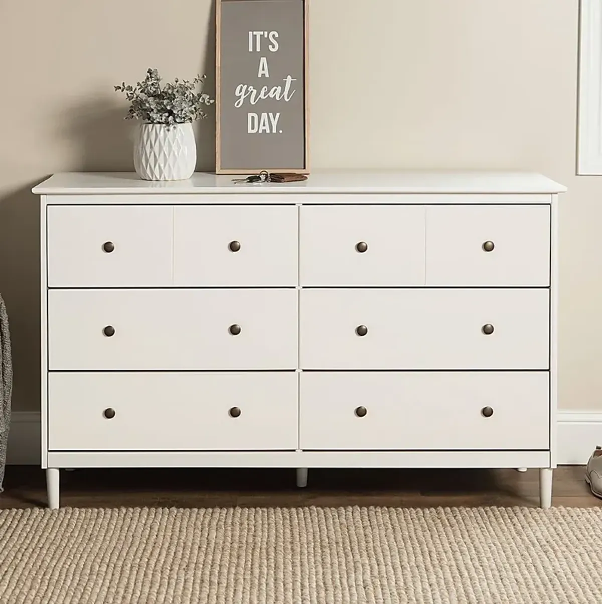 Murrell White 6 Drawer Dresser