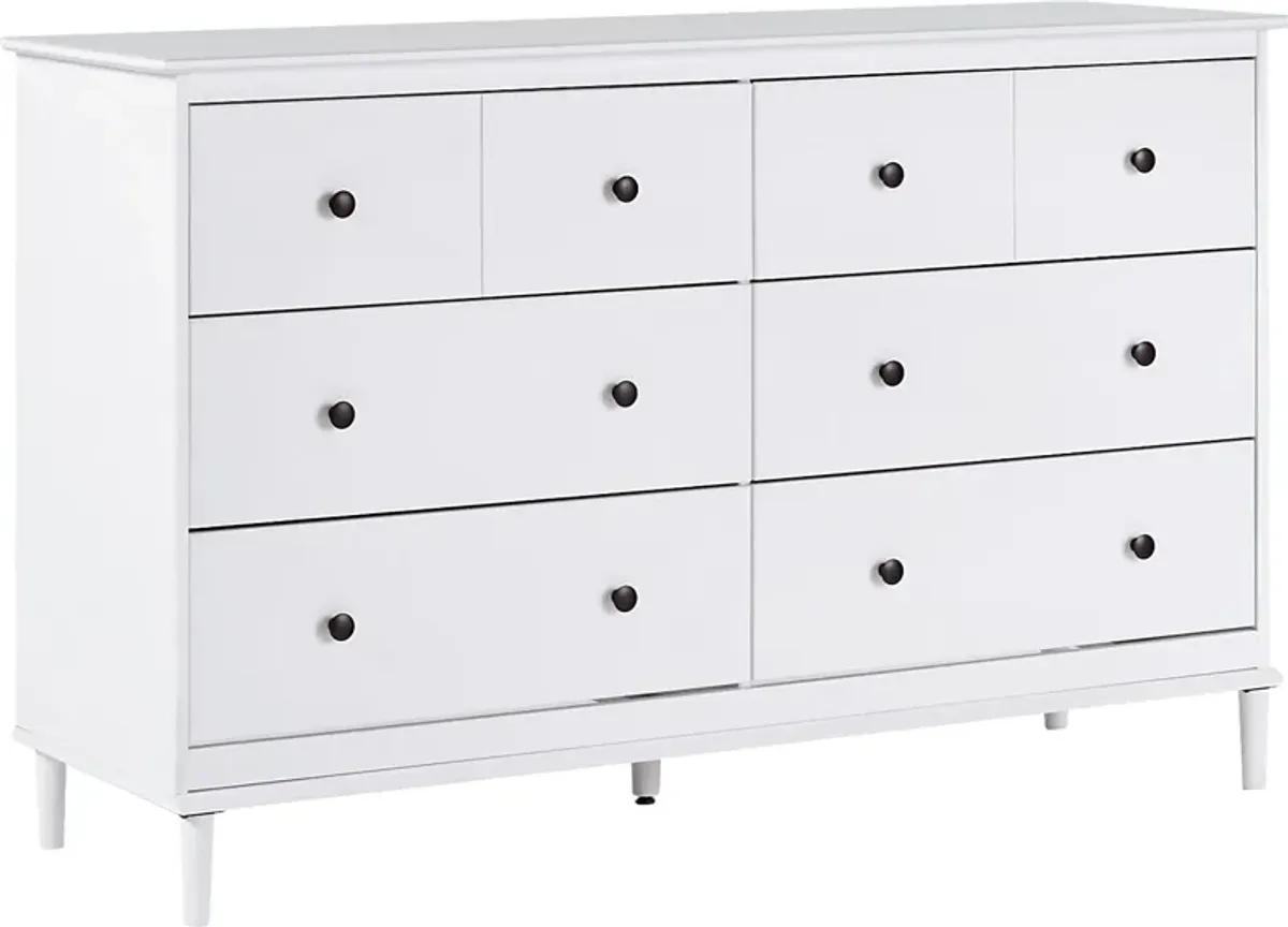 Murrell White 6 Drawer Dresser