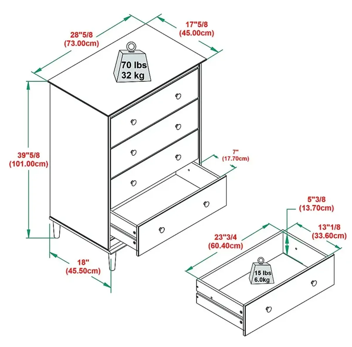 Murrell Gray 4 Drawer Dresser