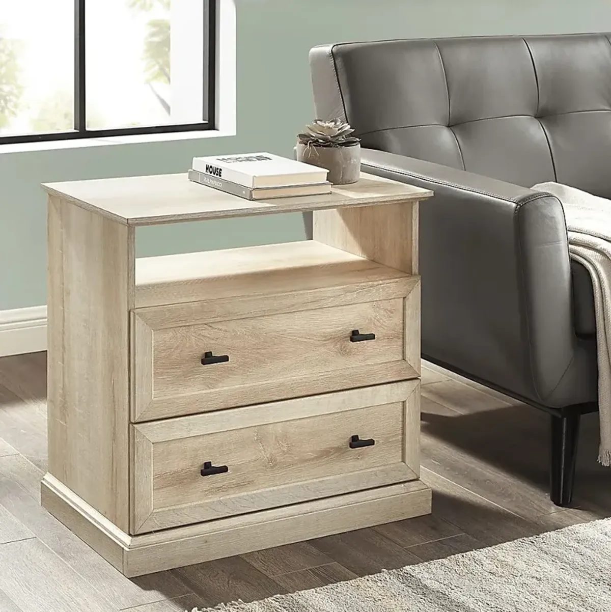 Tulough White Oak Nightstand